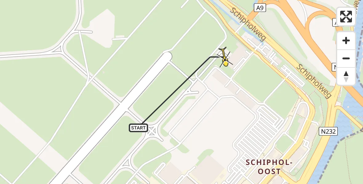 Vluchtroute Politiehelikopter van Schiphol naar Schiphol