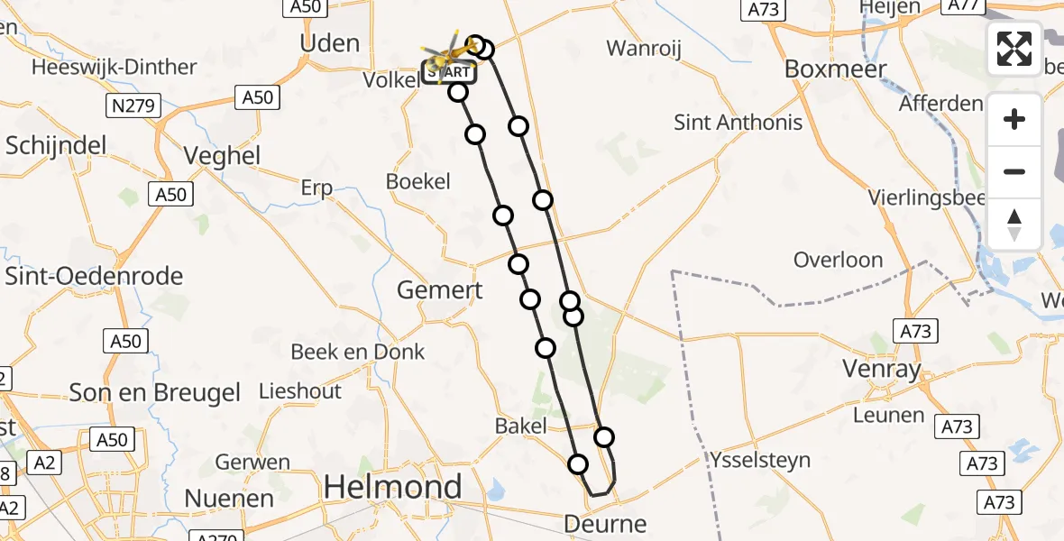 Vluchtroute Traumahelikopter Vliegbasis Volkel - Vliegbasis Volkel, 07 januari 2023, 06:47