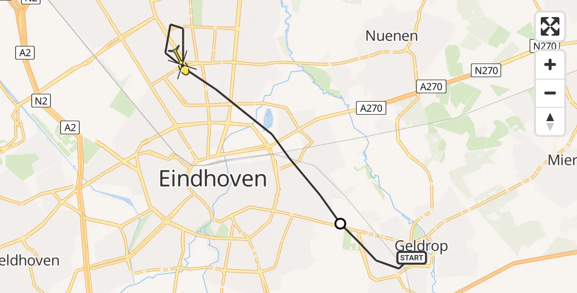 Routekaart van de vlucht: Lifeliner 3 naar Eindhoven