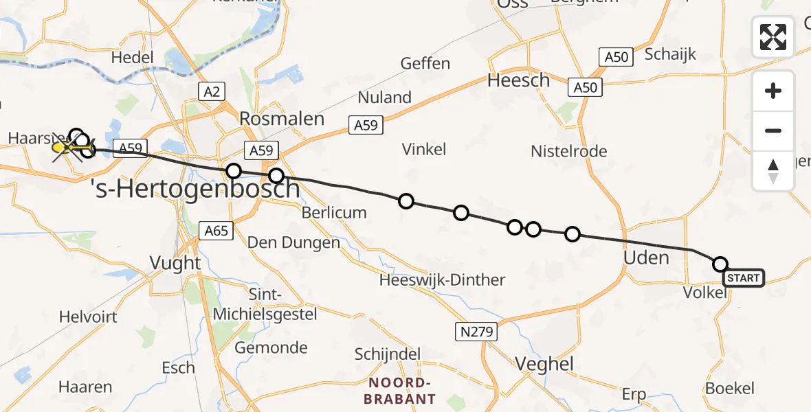 Routekaart van de vlucht: Lifeliner 3 naar Vlijmen