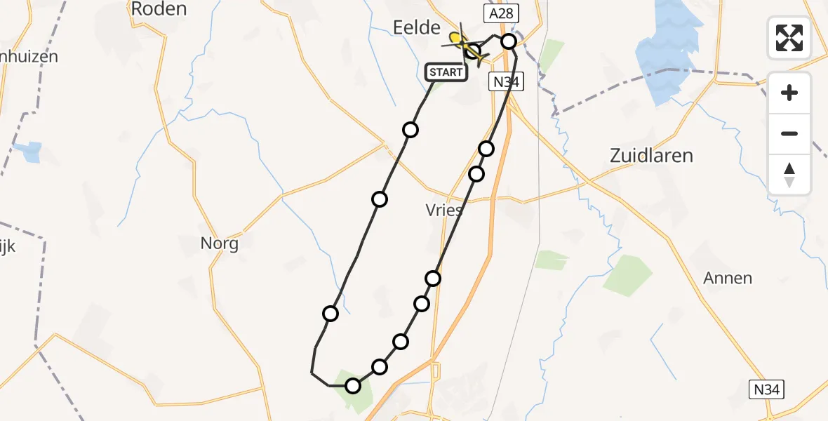Routekaart van de vlucht: Lifeliner 4 naar Groningen Airport Eelde