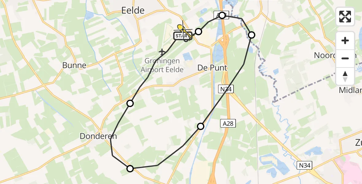 Routekaart van de vlucht: Lifeliner 4 naar Groningen Airport Eelde