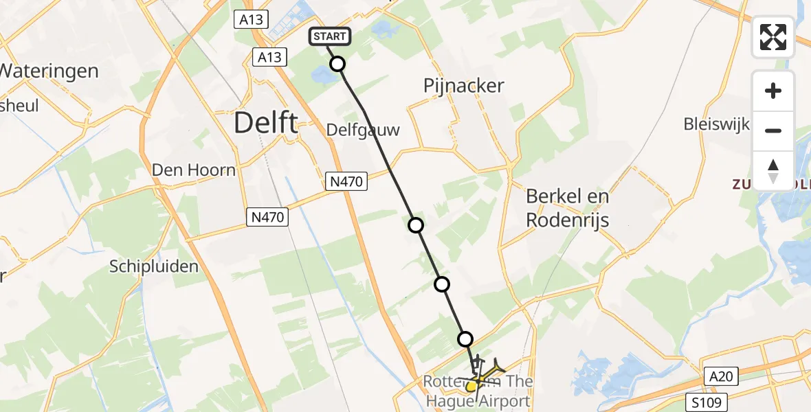 Routekaart van de vlucht: Lifeliner 2 naar Rotterdam The Hague Airport