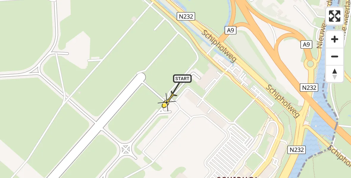 Vluchtroute Politiehelikopter van Schiphol naar Schiphol