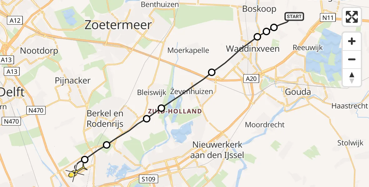 Routekaart van de vlucht: Lifeliner 1 naar Rotterdam The Hague Airport