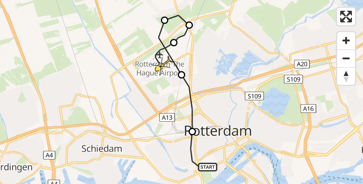 Routekaart van de vlucht: Lifeliner 2 naar Rotterdam The Hague Airport