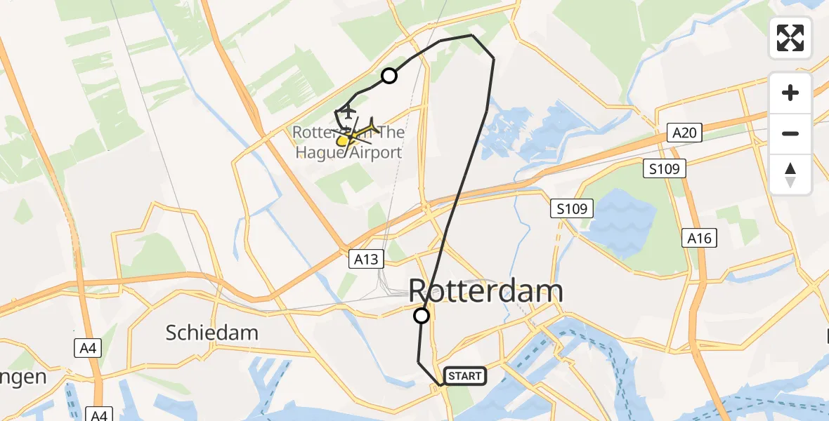 Routekaart van de vlucht: Lifeliner 2 naar Rotterdam The Hague Airport