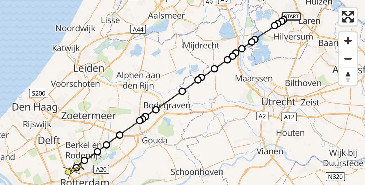 Routekaart van de vlucht: Lifeliner 2 naar Rotterdam The Hague Airport