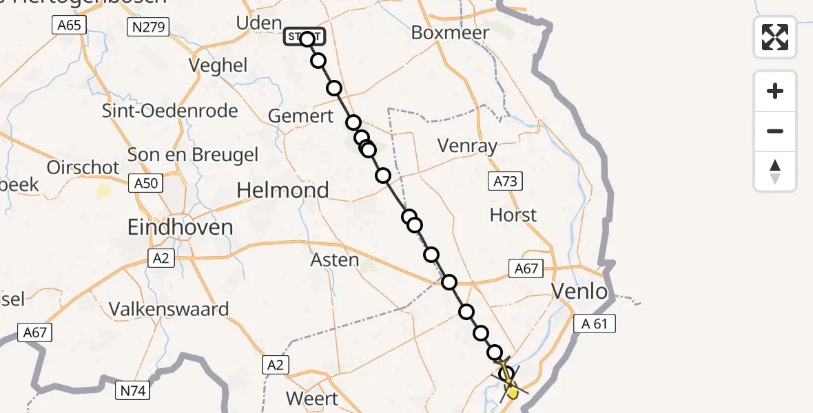 Routekaart van de vlucht: Lifeliner 3 naar Beesel