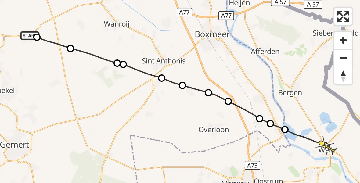 Routekaart van de vlucht: Lifeliner 3 naar Well