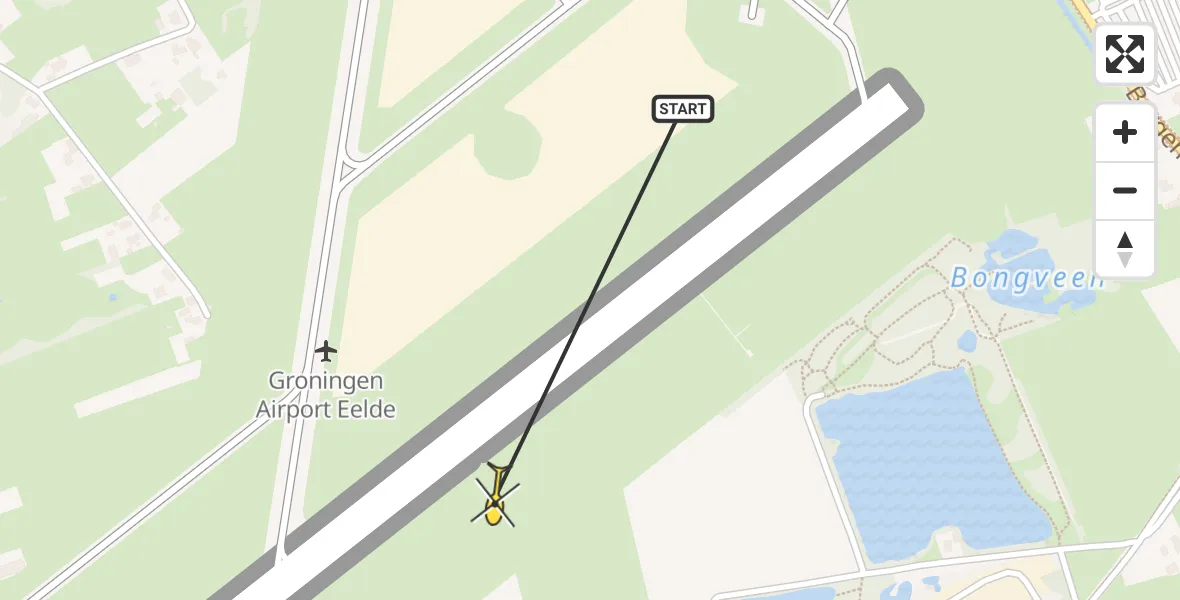 Routekaart van de vlucht: Traumahelikopter naar Groningen Airport Eelde