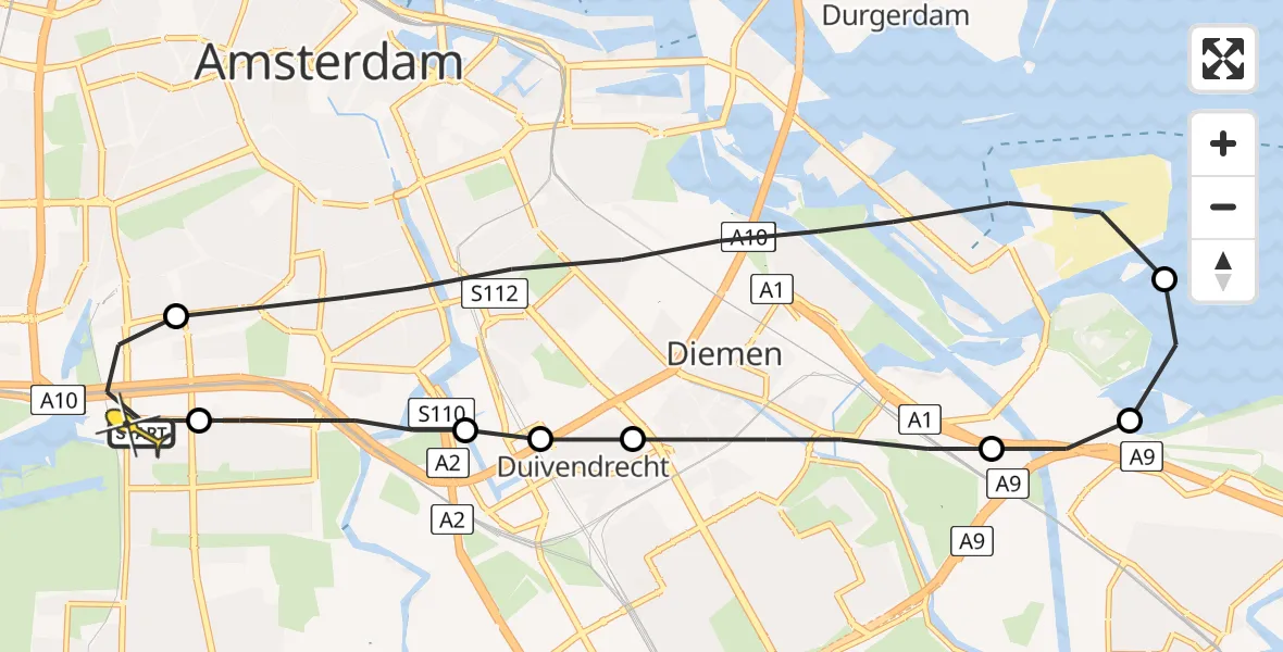 Routekaart van de vlucht: Lifeliner 1 naar VU Medisch Centrum Amsterdam