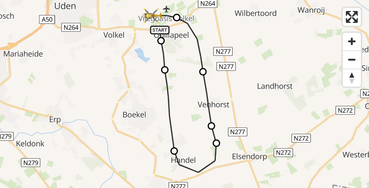 Vluchtroute Traumahelikopter Vliegbasis Volkel - Vliegbasis Volkel, 09 januari 2023, 17:18