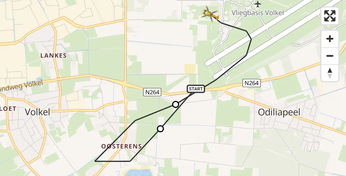 Vluchtroute Traumahelikopter Vliegbasis Volkel - Vliegbasis Volkel, 09 januari 2023, 20:44
