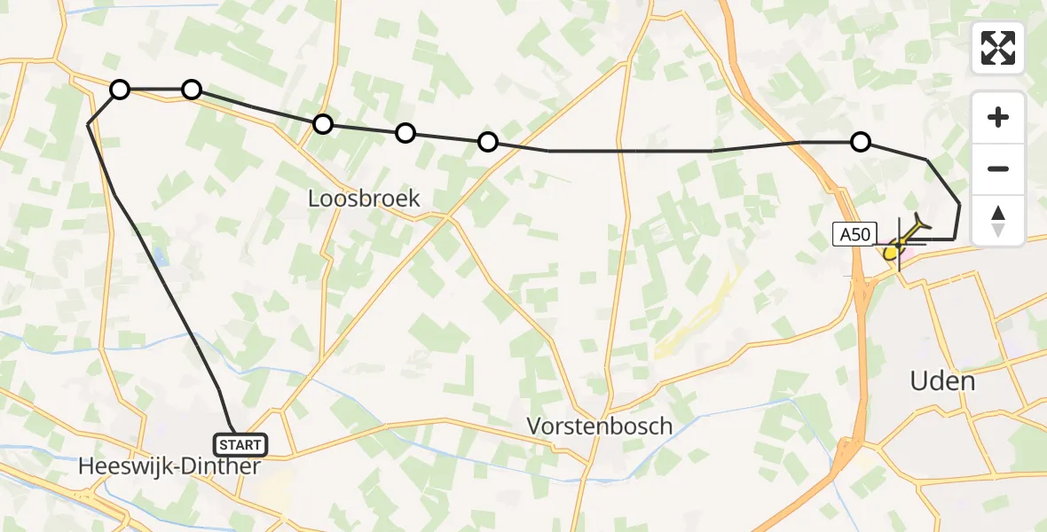 Routekaart van de vlucht: Lifeliner 3 naar Uden