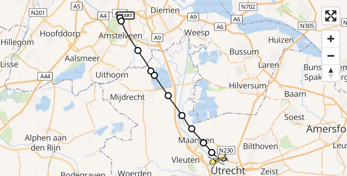 Routekaart van de vlucht: Lifeliner 1 naar Utrecht