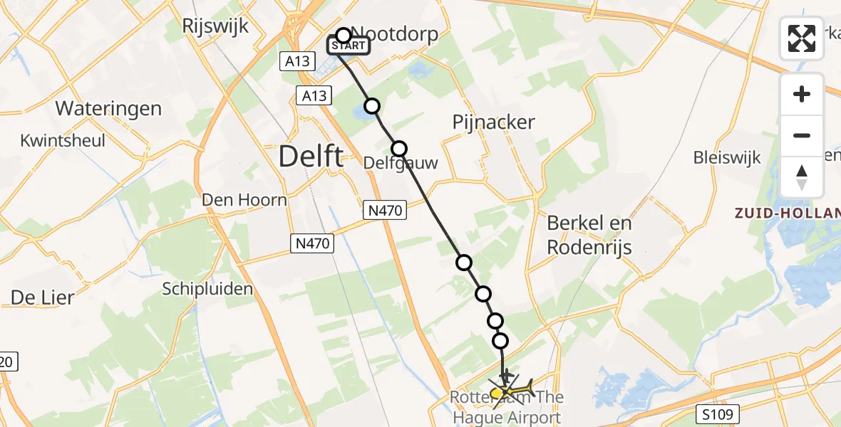 Routekaart van de vlucht: Lifeliner 2 naar Rotterdam The Hague Airport