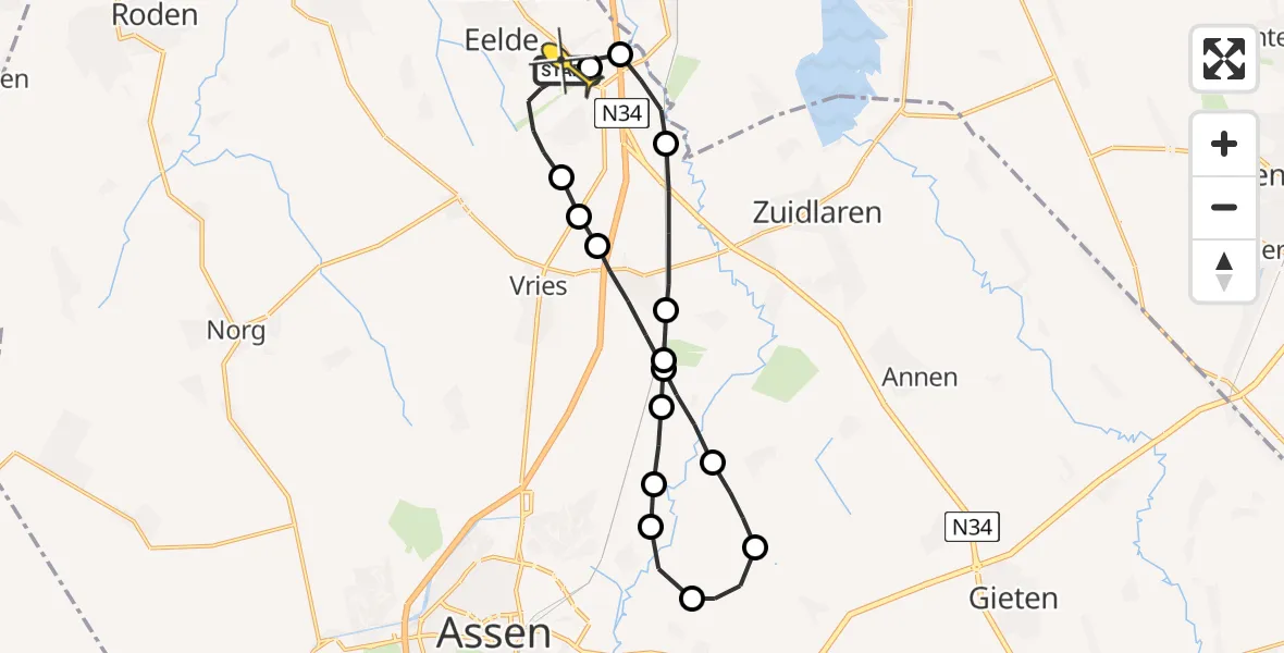 Routekaart van de vlucht: Lifeliner 4 naar Groningen Airport Eelde
