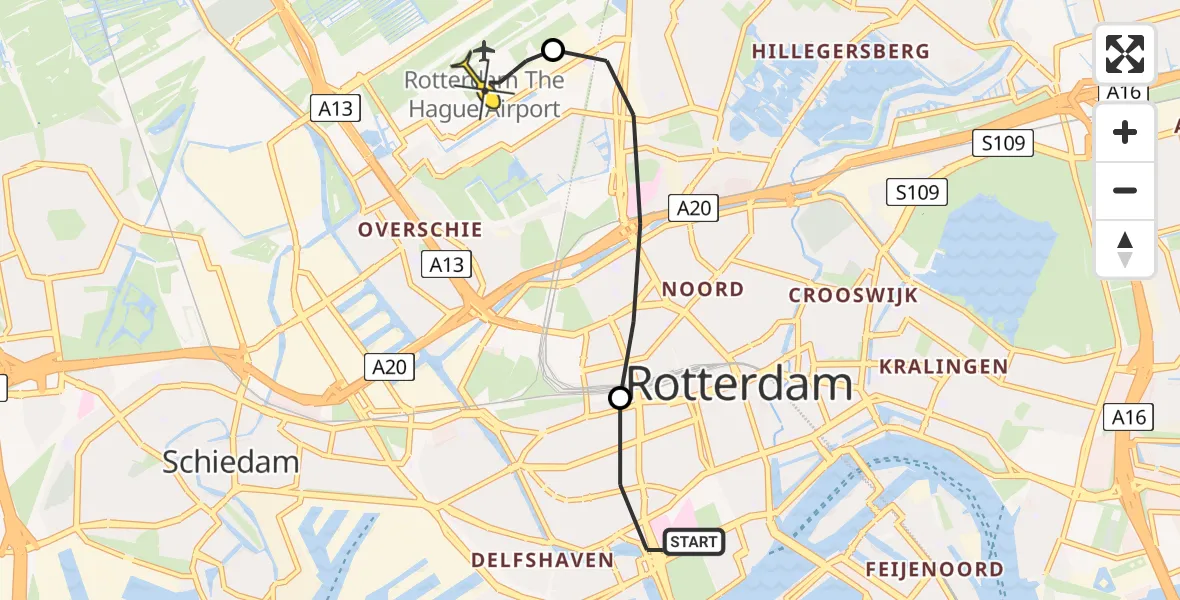 Routekaart van de vlucht: Lifeliner 2 naar Rotterdam The Hague Airport