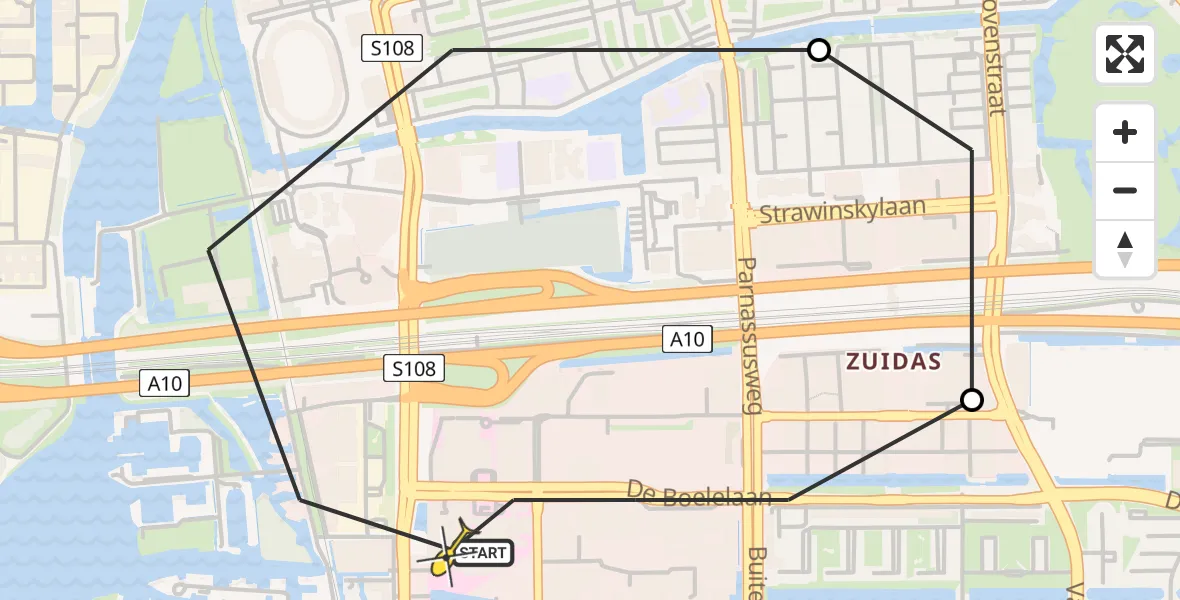 Routekaart van de vlucht: Lifeliner 1 naar VU Medisch Centrum Amsterdam