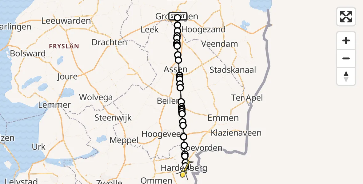 Routekaart van de vlucht: Lifeliner 4 naar Hardenberg