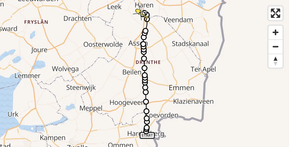 Routekaart van de vlucht: Lifeliner 4 naar Groningen Airport Eelde