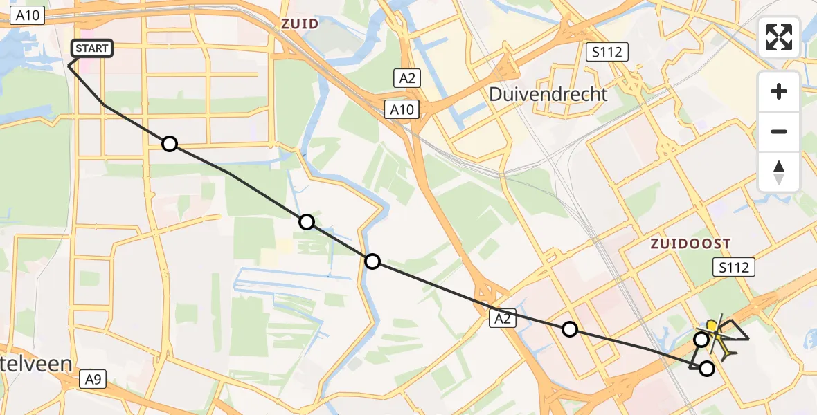 Routekaart van de vlucht: Lifeliner 1 naar Amsterdam