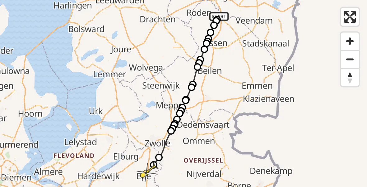 Routekaart van de vlucht: Lifeliner 4 naar Heerde