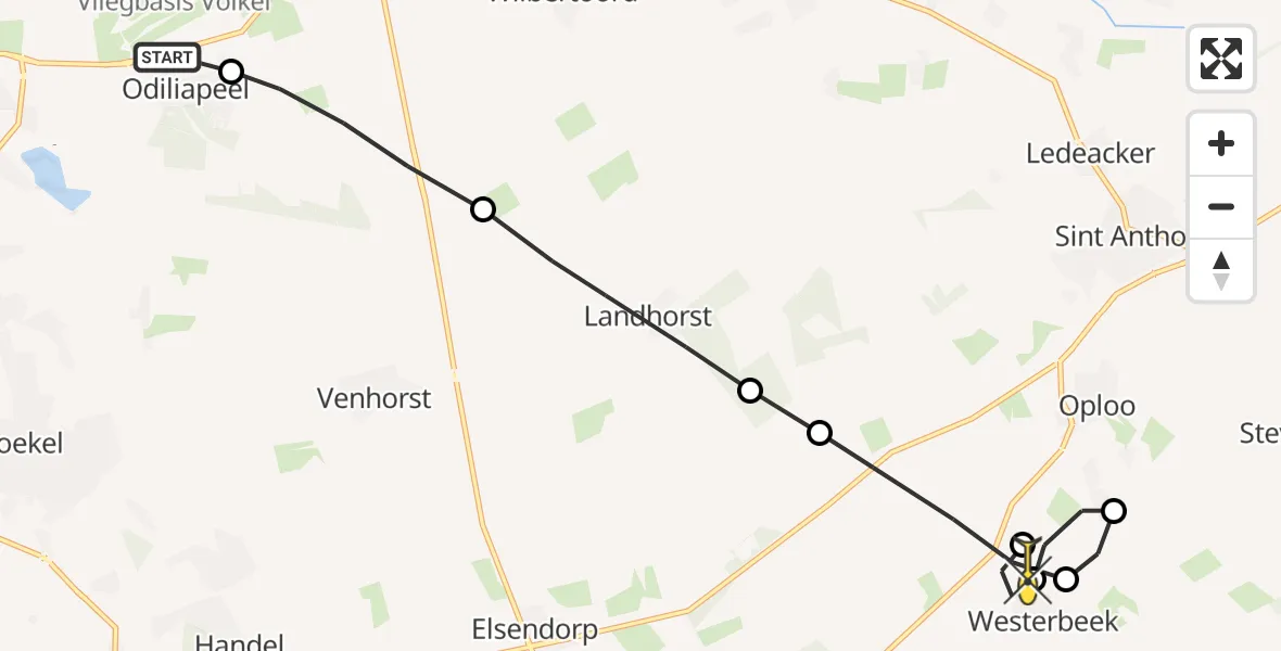 Routekaart van de vlucht: Lifeliner 3 naar Westerbeek