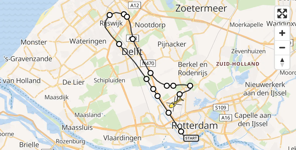 Routekaart van de vlucht: Lifeliner 2 naar Rotterdam The Hague Airport