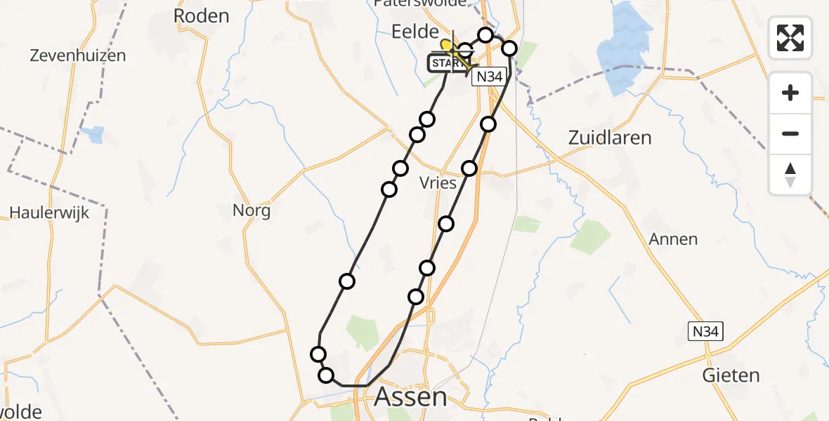 Routekaart van de vlucht: Lifeliner 4 naar Groningen Airport Eelde