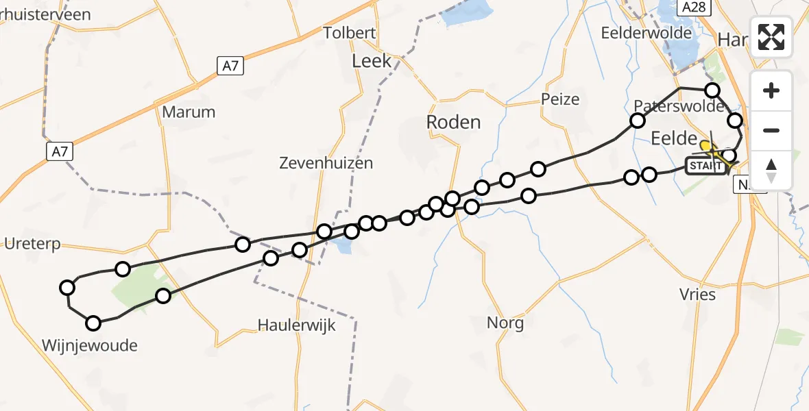 Routekaart van de vlucht: Lifeliner 4 naar Groningen Airport Eelde
