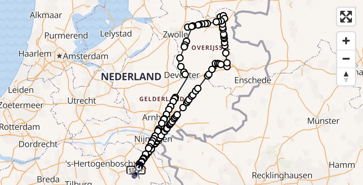 Vluchtroute Politiehelikopter Vliegbasis Volkel - Vliegbasis Volkel, 11 januari 2023, 17:51