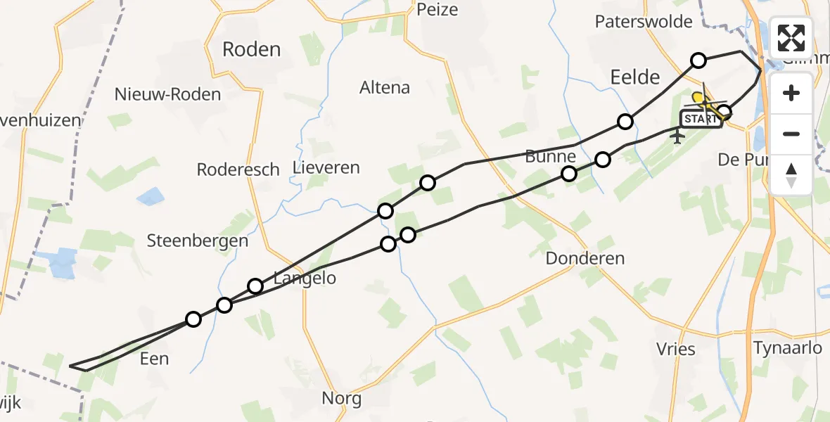 Routekaart van de vlucht: Lifeliner 4 naar Groningen Airport Eelde