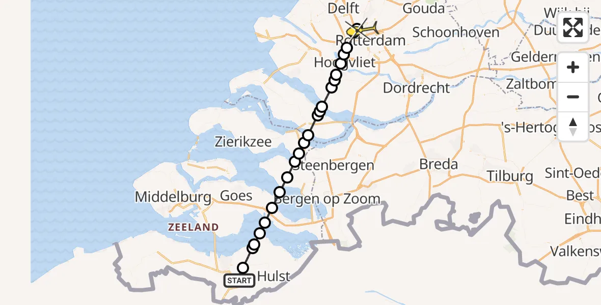 Routekaart van de vlucht: Lifeliner 2 naar Rotterdam The Hague Airport