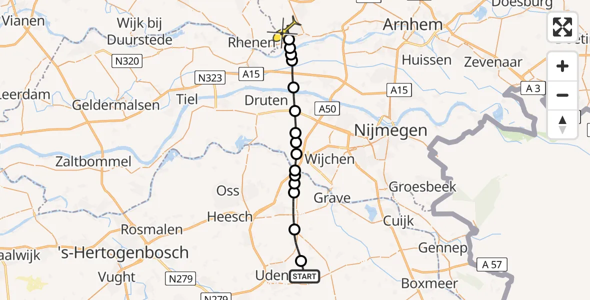 Routekaart van de vlucht: Lifeliner 3 naar Wageningen