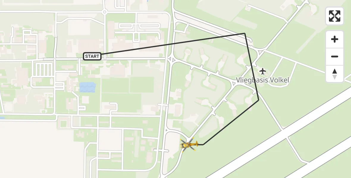 Vluchtroute Traumahelikopter Vliegbasis Volkel - Vliegbasis Volkel, 12 januari 2023, 15:32