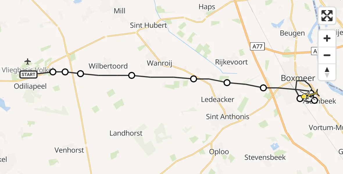 Routekaart van de vlucht: Lifeliner 3 naar Sambeek