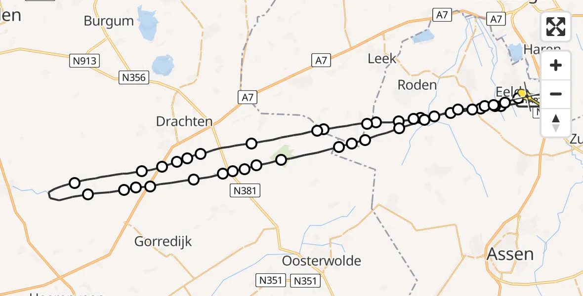 Routekaart van de vlucht: Lifeliner 4 naar Groningen Airport Eelde