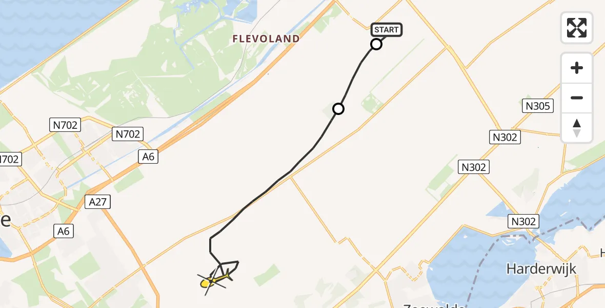 Routekaart van de vlucht: Traumaheli naar Zeewolde