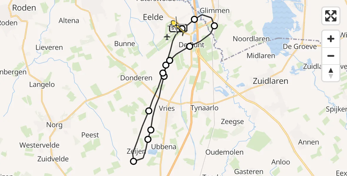Routekaart van de vlucht: Lifeliner 4 naar Groningen Airport Eelde