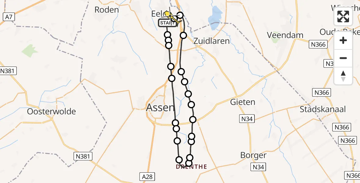 Routekaart van de vlucht: Lifeliner 4 naar Groningen Airport Eelde