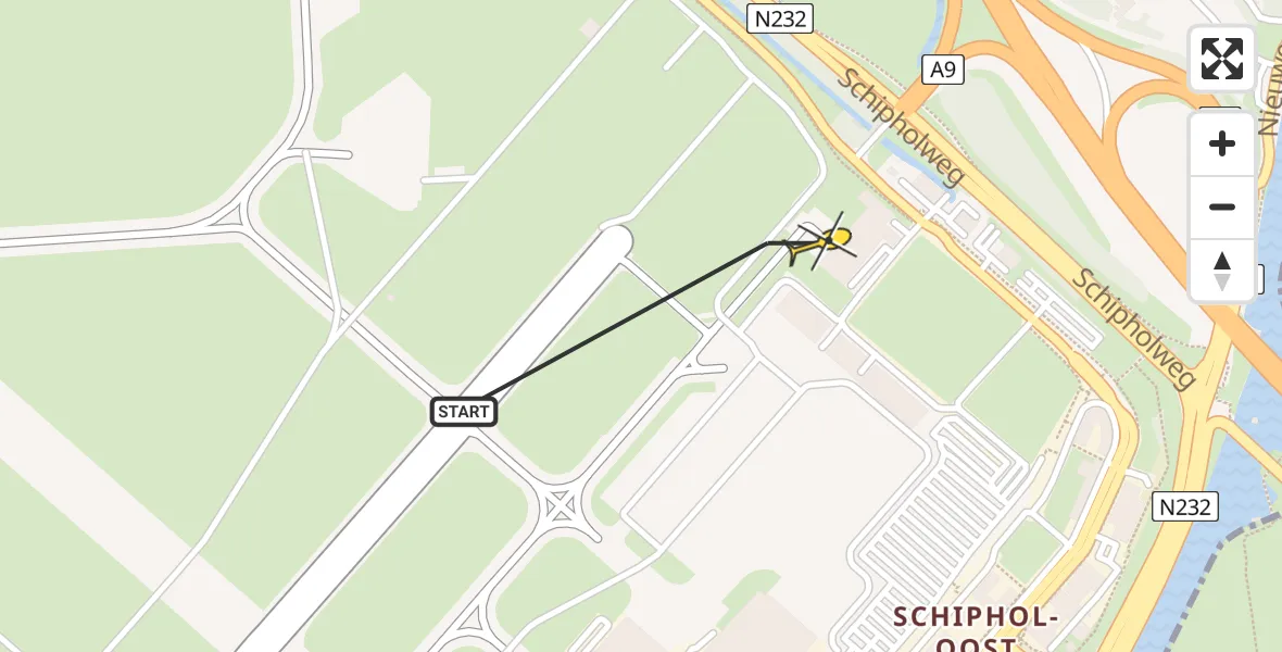 Vluchtroute Politiehelikopter van Schiphol naar Schiphol