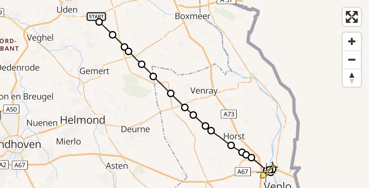 Routekaart van de vlucht: Lifeliner 3 naar Grubbenvorst