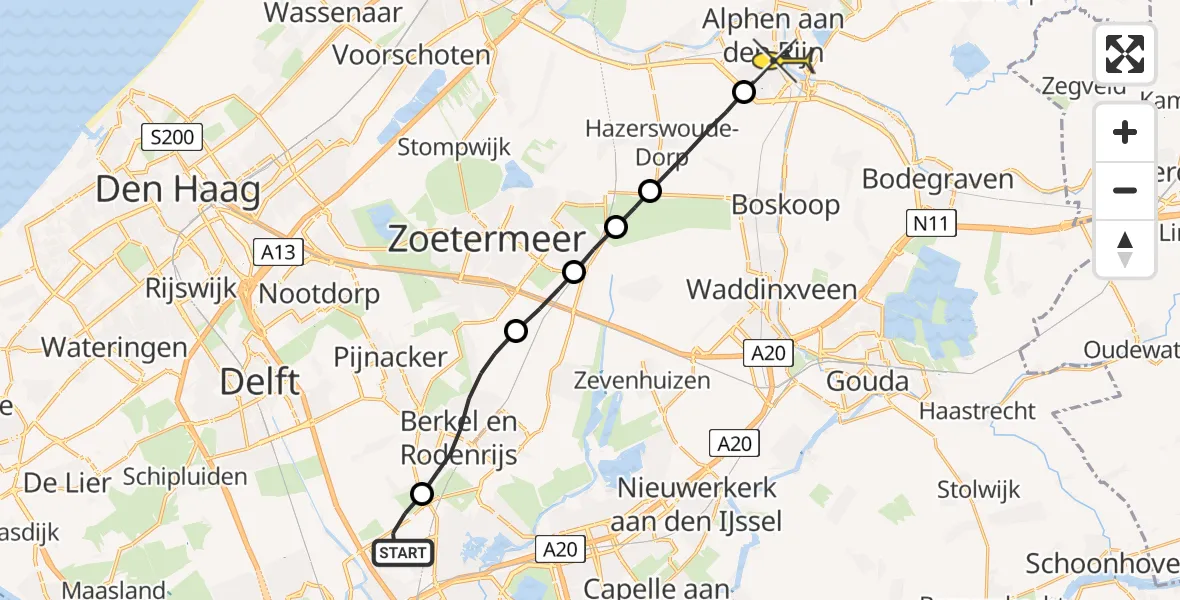 Routekaart van de vlucht: Lifeliner 2 naar Alphen aan den Rijn