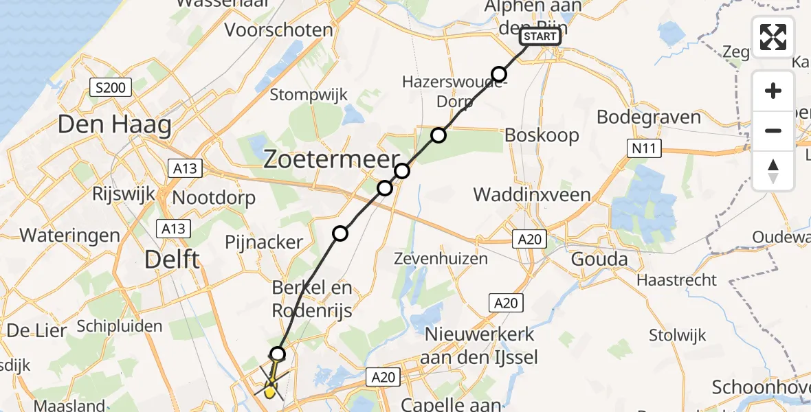 Routekaart van de vlucht: Lifeliner 2 naar Rotterdam The Hague Airport