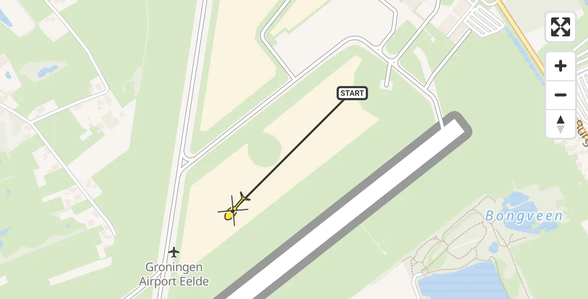 Routekaart van de vlucht: Traumahelikopter naar Groningen Airport Eelde
