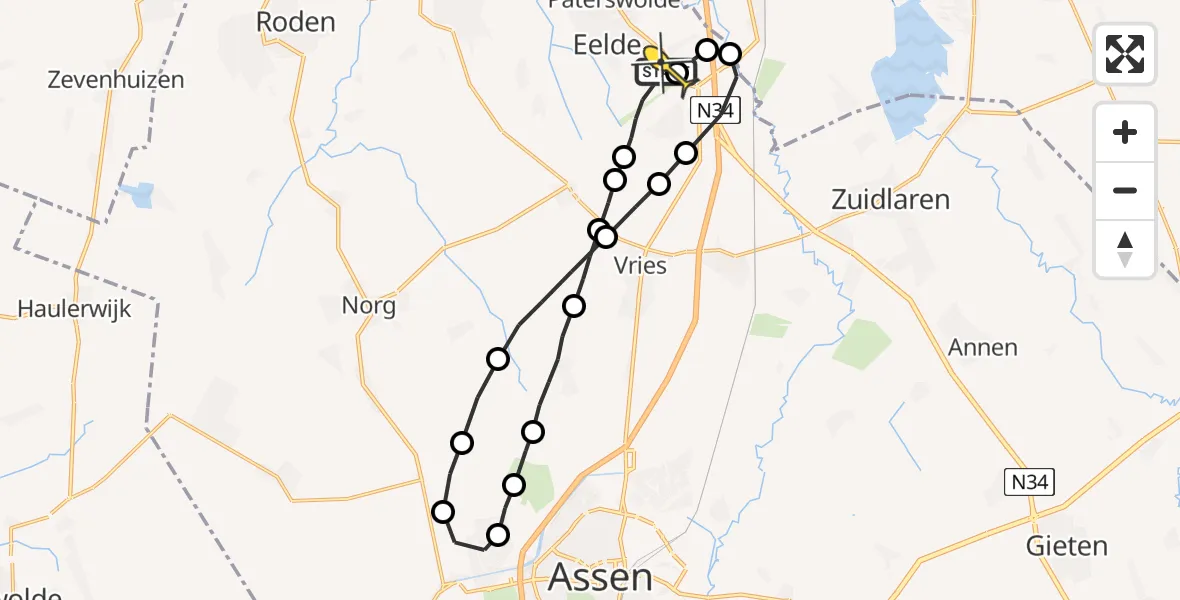 Routekaart van de vlucht: Lifeliner 4 naar Groningen Airport Eelde