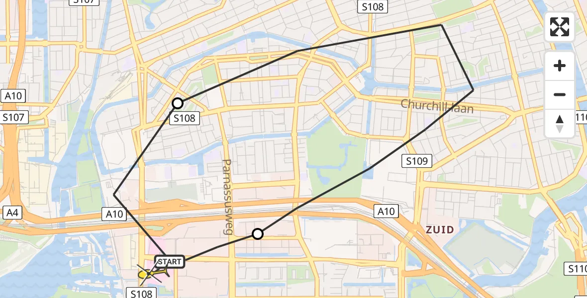 Routekaart van de vlucht: Lifeliner 1 naar VU Medisch Centrum Amsterdam