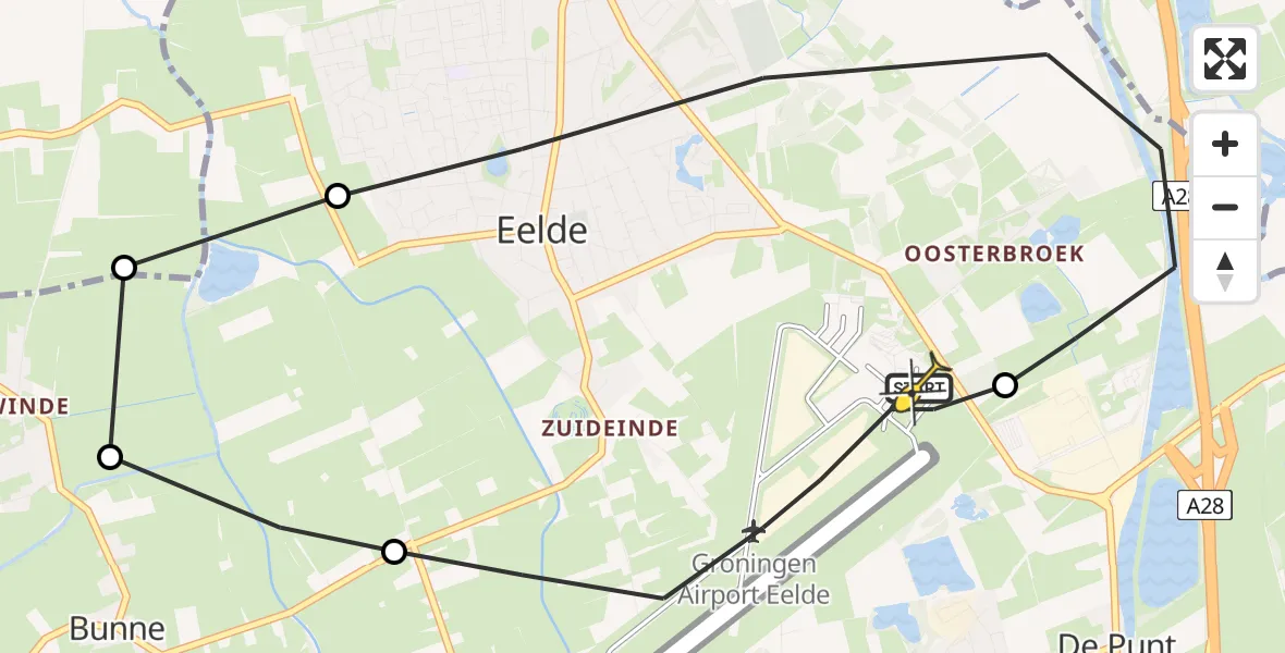 Routekaart van de vlucht: Lifeliner 4 naar Groningen Airport Eelde